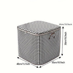 Houndstooth Pattern Storage Bag Waterproof Cotton Quilt Home Organiza