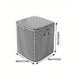 Houndstooth Pattern Storage Bag Waterproof Cotton Quilt Home Organiza
