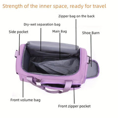Large Capacity Duffle Bag Solid Luggage Handbag, Sports Bag