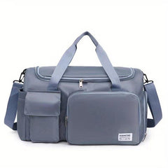 Large Capacity Duffle Bag Solid Luggage Handbag, Sports Bag