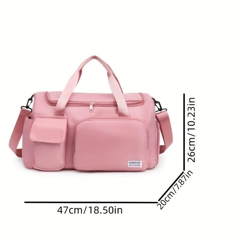 Large Capacity Duffle Bag Solid Luggage Handbag, Sports Bag