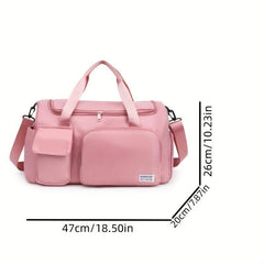 Large Capacity Duffle Bag Solid Luggage Handbag, Sports Bag