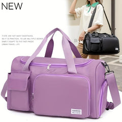 Large Capacity Duffle Bag Solid Luggage Handbag, Sports Bag