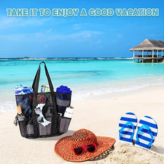 Mesh Beach Handbag Large Capacity Shoulder Bag for Outdoor & Pool