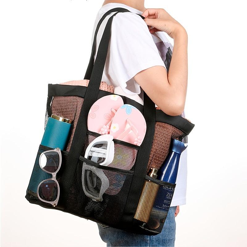 Mesh Beach Handbag Large Capacity Shoulder Bag for Outdoor & Pool
