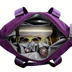 Large Capacity Zipper Shoulder Bag Solid Travel Crossbody Bag