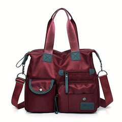 Large Capacity Zipper Shoulder Bag Solid Travel Crossbody Bag