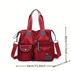 Large Capacity Zipper Shoulder Bag Solid Travel Crossbody Bag