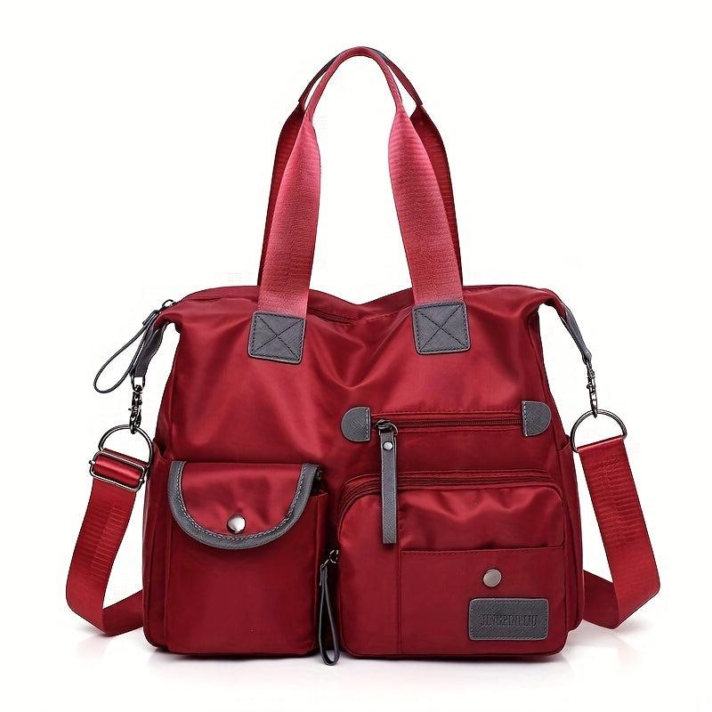 Large Capacity Zipper Shoulder Bag Solid Travel Crossbody Bag