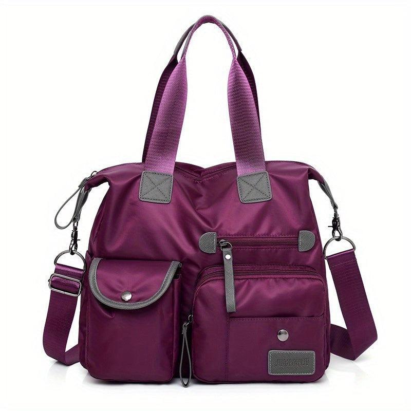Large Capacity Zipper Shoulder Bag Solid Travel Crossbody Bag