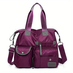 Large Capacity Zipper Shoulder Bag Solid Travel Crossbody Bag