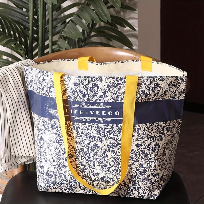 Vintage Floral Print Luggage Handbag Lightweight Large Capacity Moving Bag