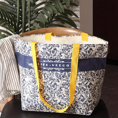 Vintage Floral Print Luggage Handbag Lightweight Large Capacity Moving Bag