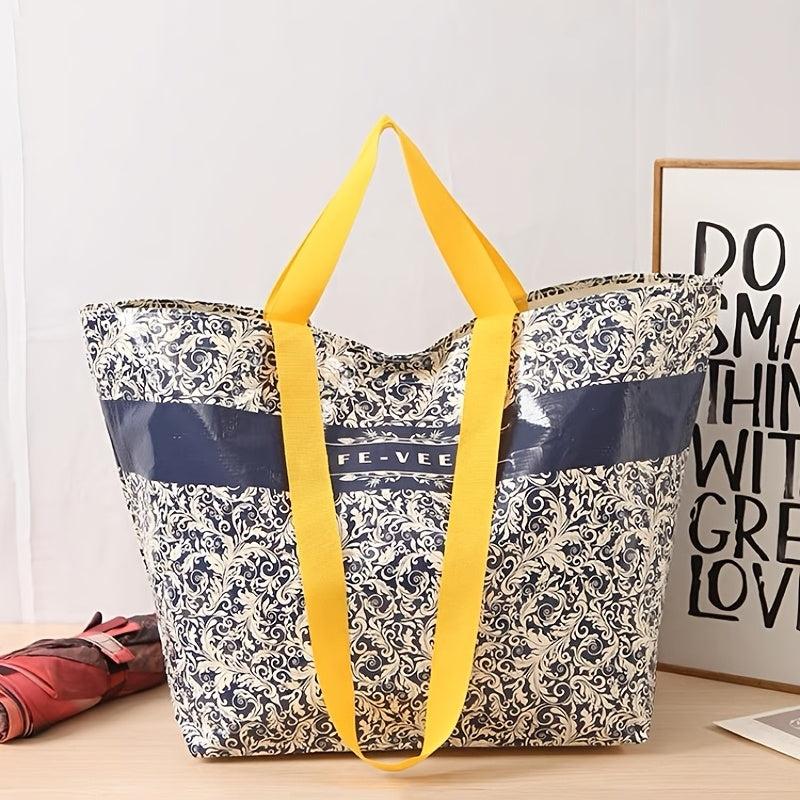 Vintage Floral Print Luggage Handbag Lightweight Large Capacity Moving Bag