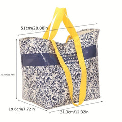 Vintage Floral Print Luggage Handbag Lightweight Large Capacity Moving Bag