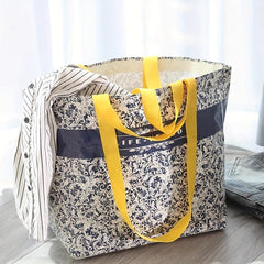 Vintage Floral Print Luggage Handbag Lightweight Large Capacity Moving Bag