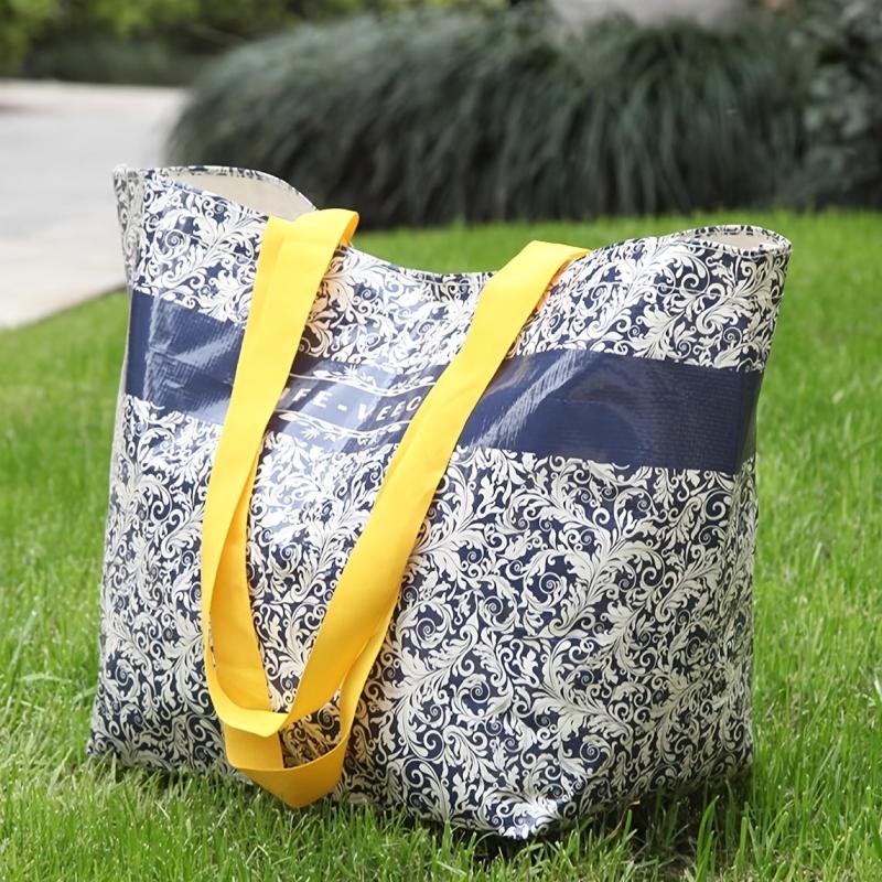Vintage Floral Print Luggage Handbag Lightweight Large Capacity Moving Bag