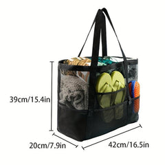 Large Capacity Mesh Beach Bag Sandproof Swimming Tote Bag