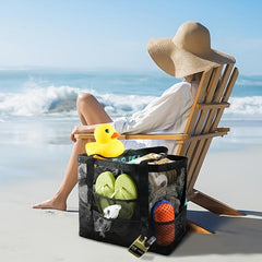 Large Capacity Mesh Beach Bag Sandproof Swimming Tote Bag