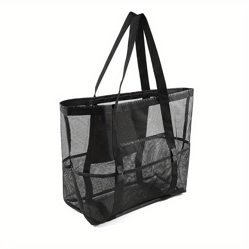 Large Capacity Mesh Beach Bag Sandproof Swimming Tote Bag