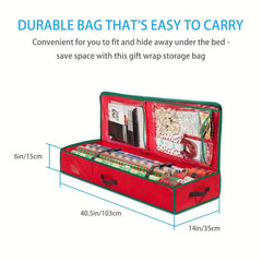 Portable Christmas Wrapping Paper Storage Bag With Interior Pockets