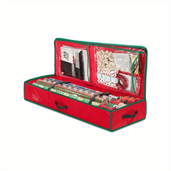 Portable Christmas Wrapping Paper Storage Bag With Interior Pockets