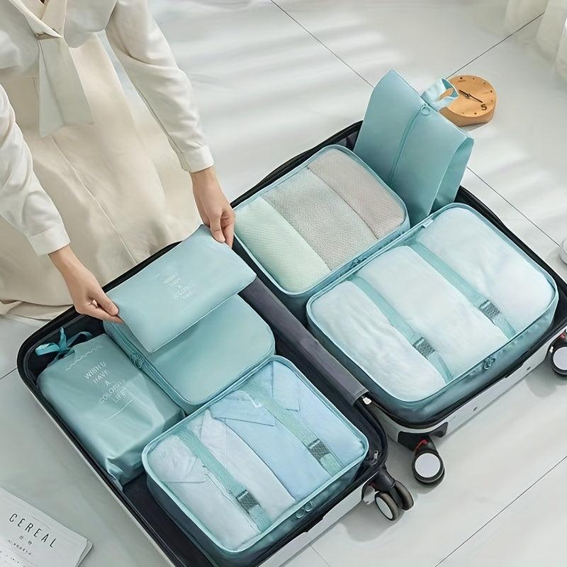 7PCS Travel Clothes Storage Bag Luggage Packing Cube Shoes Organizer