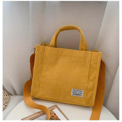 Solid Letter Patched Shoulder Bag Large Capacity Square Tote Bag For Women