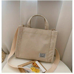 Solid Letter Patched Shoulder Bag Large Capacity Square Tote Bag For Women