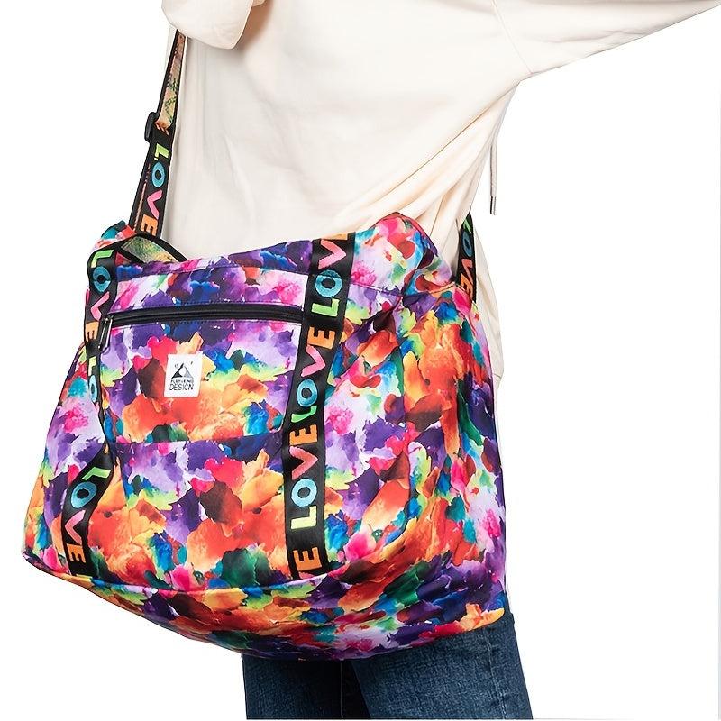Expandable Travel Duffel Bag Love Letter Print Zipper Luggage Carry on Bag