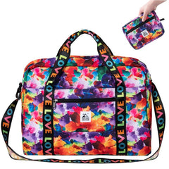 Expandable Travel Duffel Bag Love Letter Print Zipper Luggage Carry on Bag