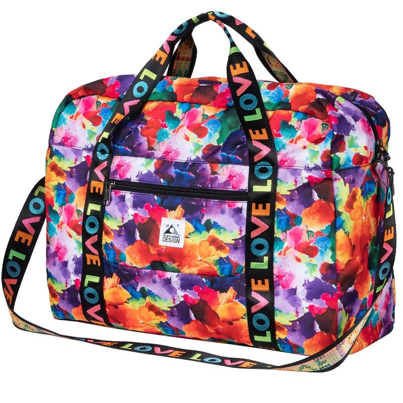 Expandable Travel Duffel Bag Love Letter Print Zipper Luggage Carry on Bag