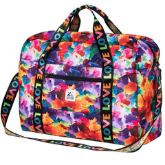 Expandable Travel Duffel Bag Love Letter Print Zipper Luggage Carry on Bag
