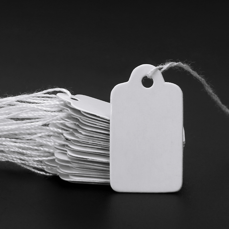 100pcs Rectangular Blank Tag Label Tags With String Label Paper Cards