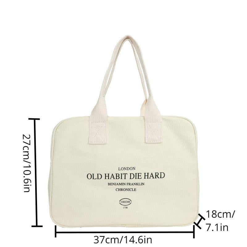 Large Capacity Letter Pattern Bag Lightweight Square Shoulder Bag