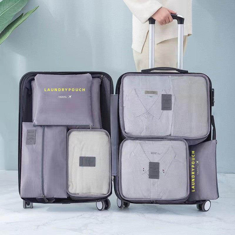7 Pcs Travel Luggage Bag Sets Letter Print Clothes Organizer