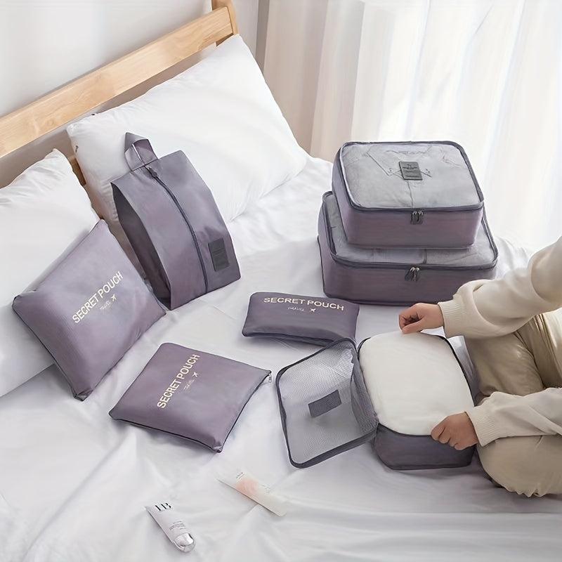 7 Pcs Travel Luggage Bag Sets Letter Print Clothes Organizer
