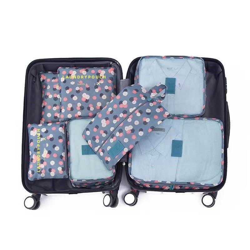 7 Pcs Travel Luggage Bag Sets Letter Print Clothes Organizer