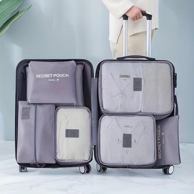7 Pcs Travel Luggage Bag Sets Letter Print Clothes Organizer