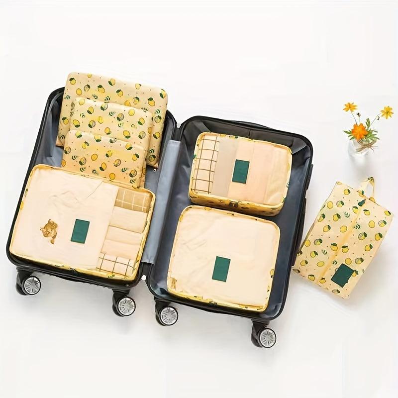 7 Pcs Travel Luggage Bag Sets Letter Print Clothes Organizer