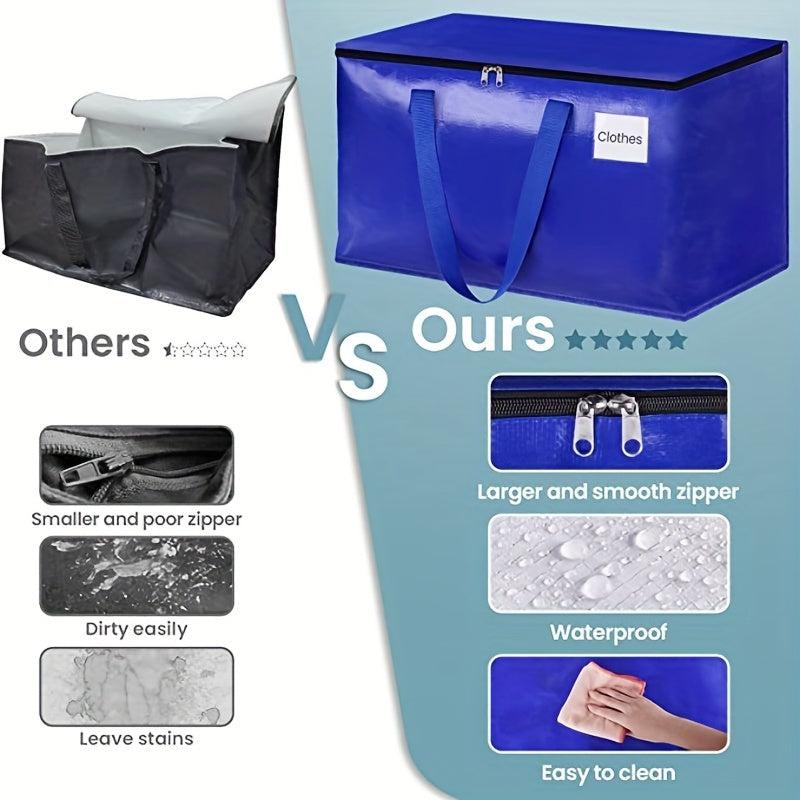 2PC Heavy Duty Moving Bags Strong Zippers Handles Collapsible Supplies
