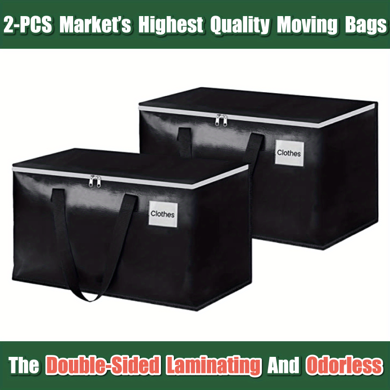 2PC Heavy Duty Moving Bags Strong Zippers Handles Collapsible Supplies