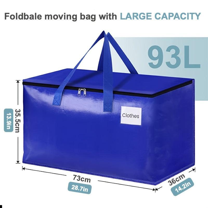 2PC Heavy Duty Moving Bags Strong Zippers Handles Collapsible Supplies