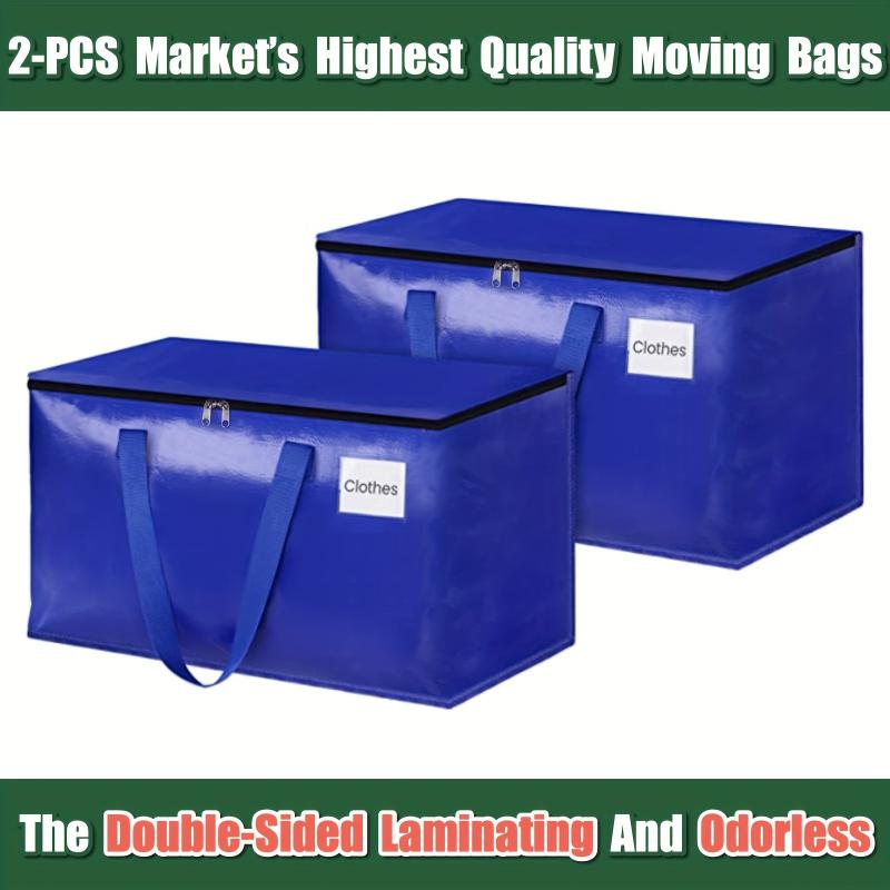 2PC Heavy Duty Moving Bags Strong Zippers Handles Collapsible Supplies