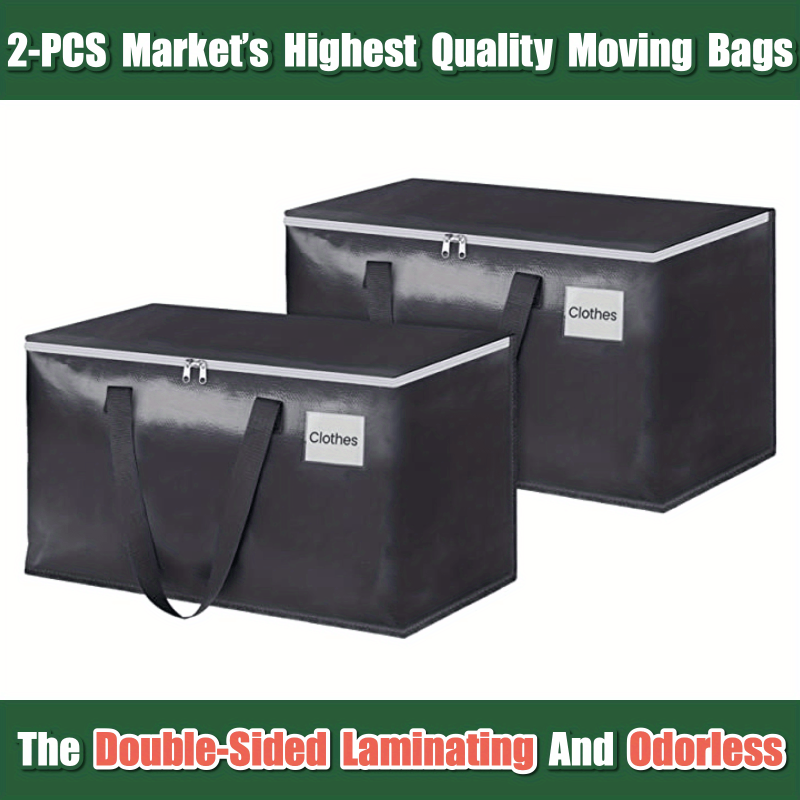 2PC Heavy Duty Moving Bags Strong Zippers Handles Collapsible Supplies