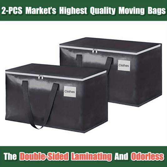 2PC Heavy Duty Moving Bags Strong Zippers Handles Collapsible Supplies