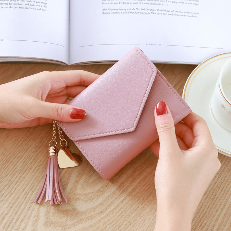 Women's Mini Wallet with Tassel Pendant, Multifunctional Coin Purse Card Bag