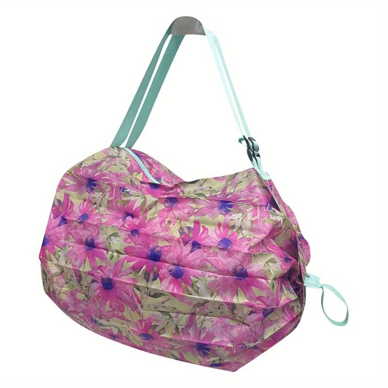 Vintage Flower Print Cylinder Bag Storage Shoulder Bag Travel Large Bag