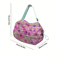 Vintage Flower Print Cylinder Bag Storage Shoulder Bag Travel Large Bag