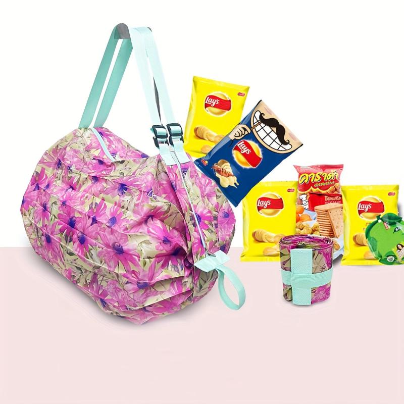 Vintage Flower Print Cylinder Bag Storage Shoulder Bag Travel Large Bag